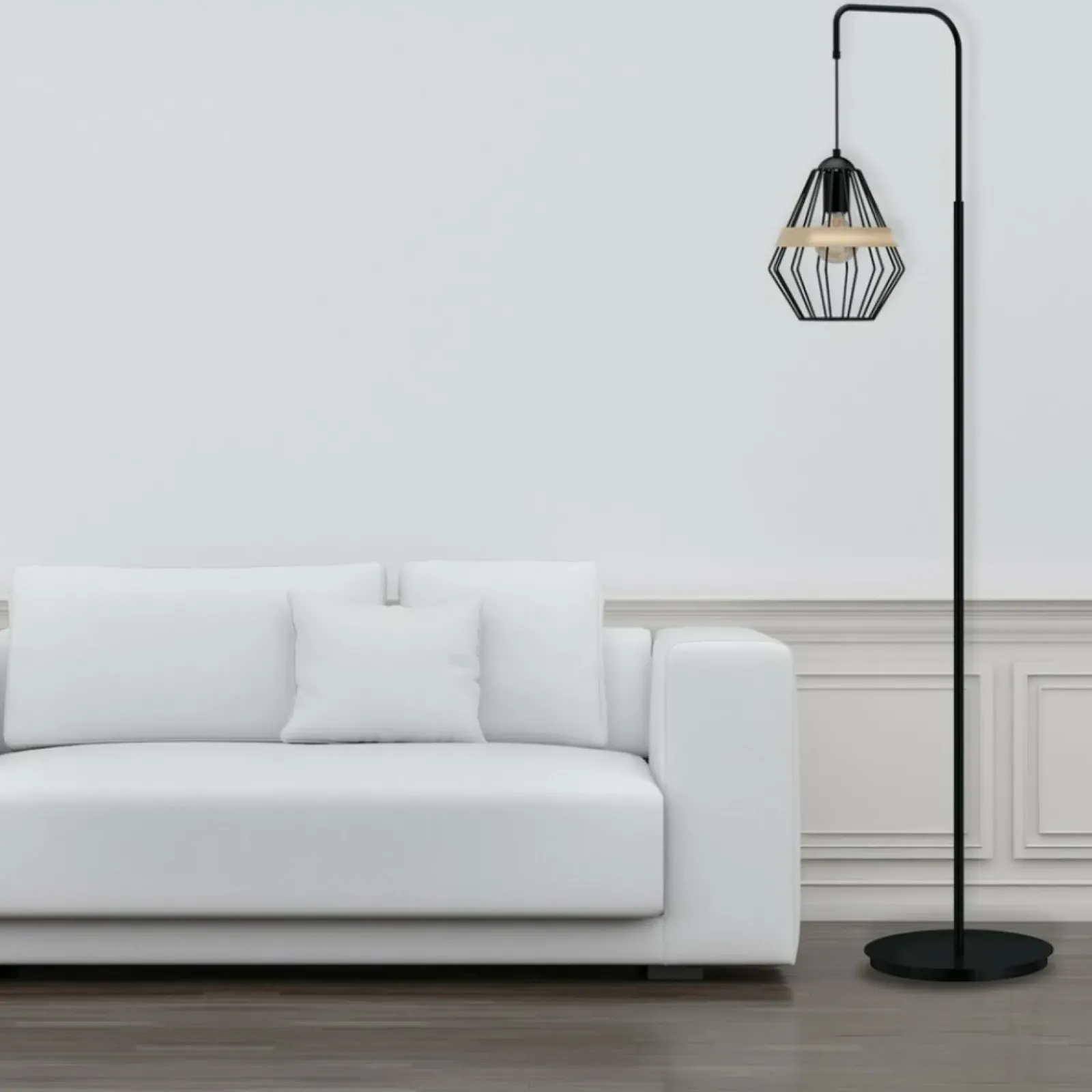 Sklep Kaja Ponadczasowa lampa podłogowa, druciany klosz MLP5528 z serii CLIFF | Kaja Oświet* Tradycyjne Lampy Podłogowe