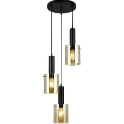 Sklep Kaja Ponadczasowa lampa wisząca PND-5581-3A-BK+AMB SARDO | Kaja Oświetlenie New