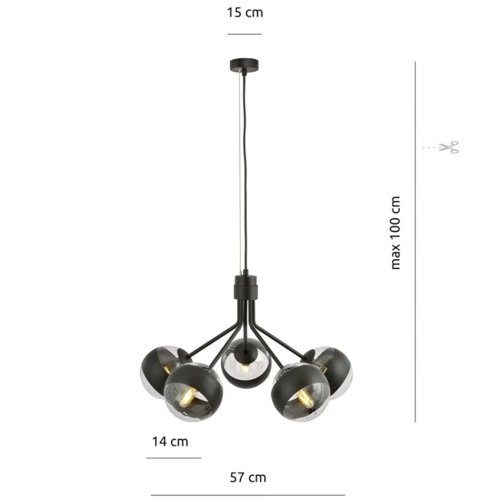 Sklep Kaja Ponadczasowa lampa wisząca z 5 kloszami 1139/5 NOVA | Kaja Oświetlenie Shop