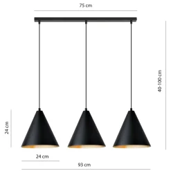 Sklep Kaja Porójna lampa wisząca z czarno-złotymi kloszami 1272/3 z serii REBEL Sale