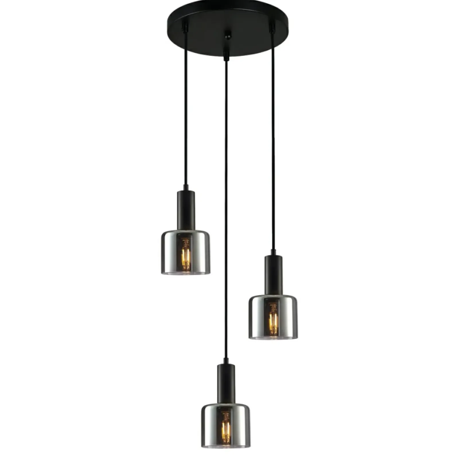 Sklep Kaja Potrójna, czarna lampa wisząca PND-65342-3A-BK+SG SANTIA | Kaja New