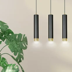 Sklep Kaja Potrójna czarna lampa wisząca na listwie 644/3 | Kaja Oświetlenie Hot