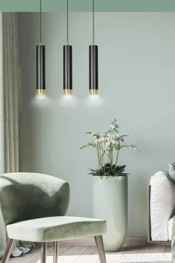 Sklep Kaja Potrójna czarna lampa wisząca na listwie 644/3 | Kaja Oświetlenie Hot
