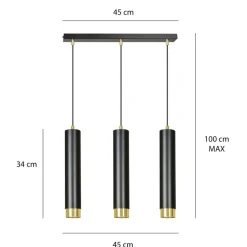Sklep Kaja Potrójna czarna lampa wisząca na listwie 644/3 | Kaja Oświetlenie Hot