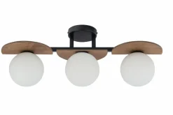 Sklep Kaja Potrójna lampa sufitowa z elementami drewna SIG 33302 z serii MIRROR Online