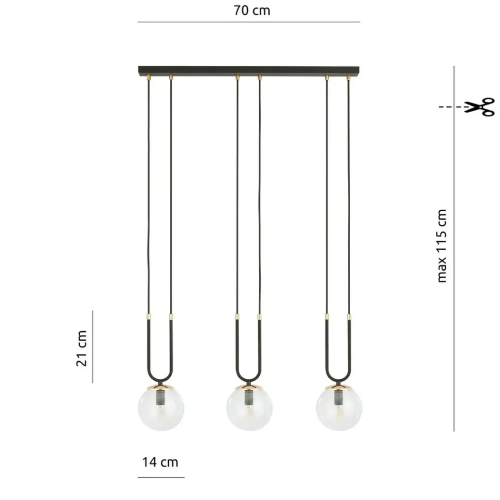 Sklep Kaja Potrójna lampa wisząca do oświetlenia stołu 1114/3 GLAM | Kaja Clearance