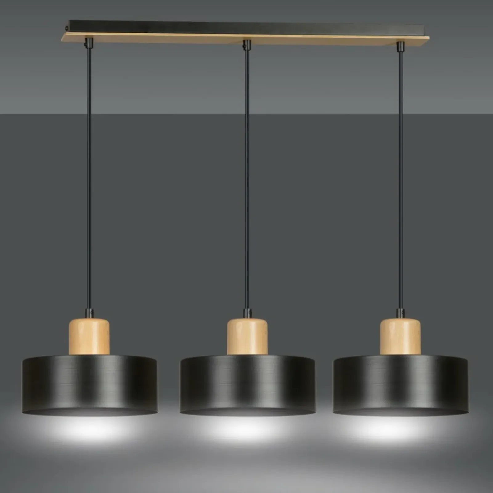Sklep Kaja Potrójna lampa wisząca do rustykalnej kuchni 1046/3 TORIN | Kaja czarny Best Sale