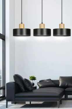 Sklep Kaja Potrójna lampa wisząca do rustykalnej kuchni 1046/3 TORIN | Kaja czarny Best Sale