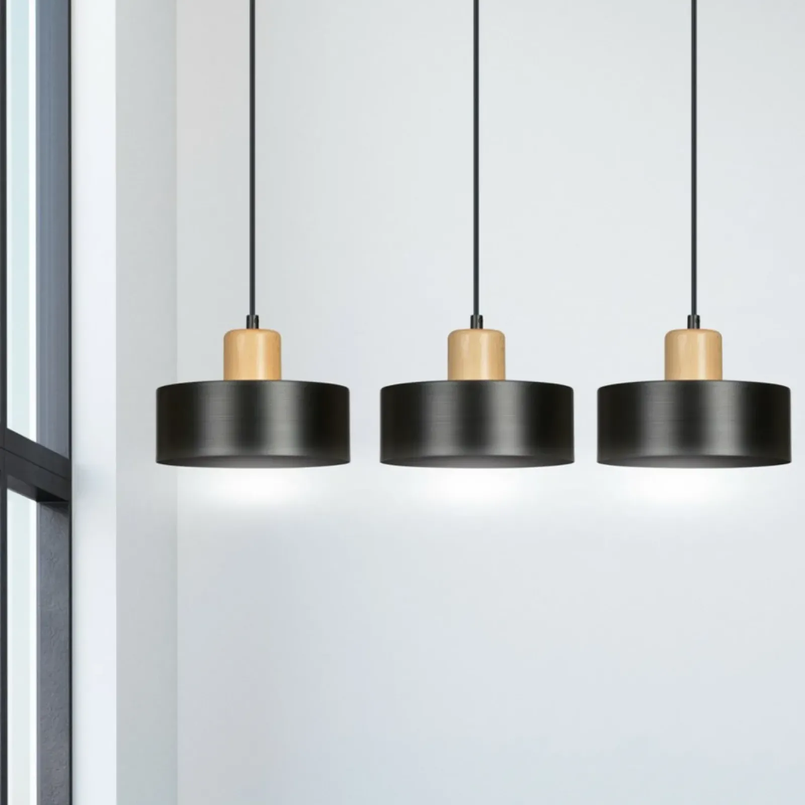 Sklep Kaja Potrójna lampa wisząca do rustykalnej kuchni 1046/3 TORIN | Kaja czarny Best Sale