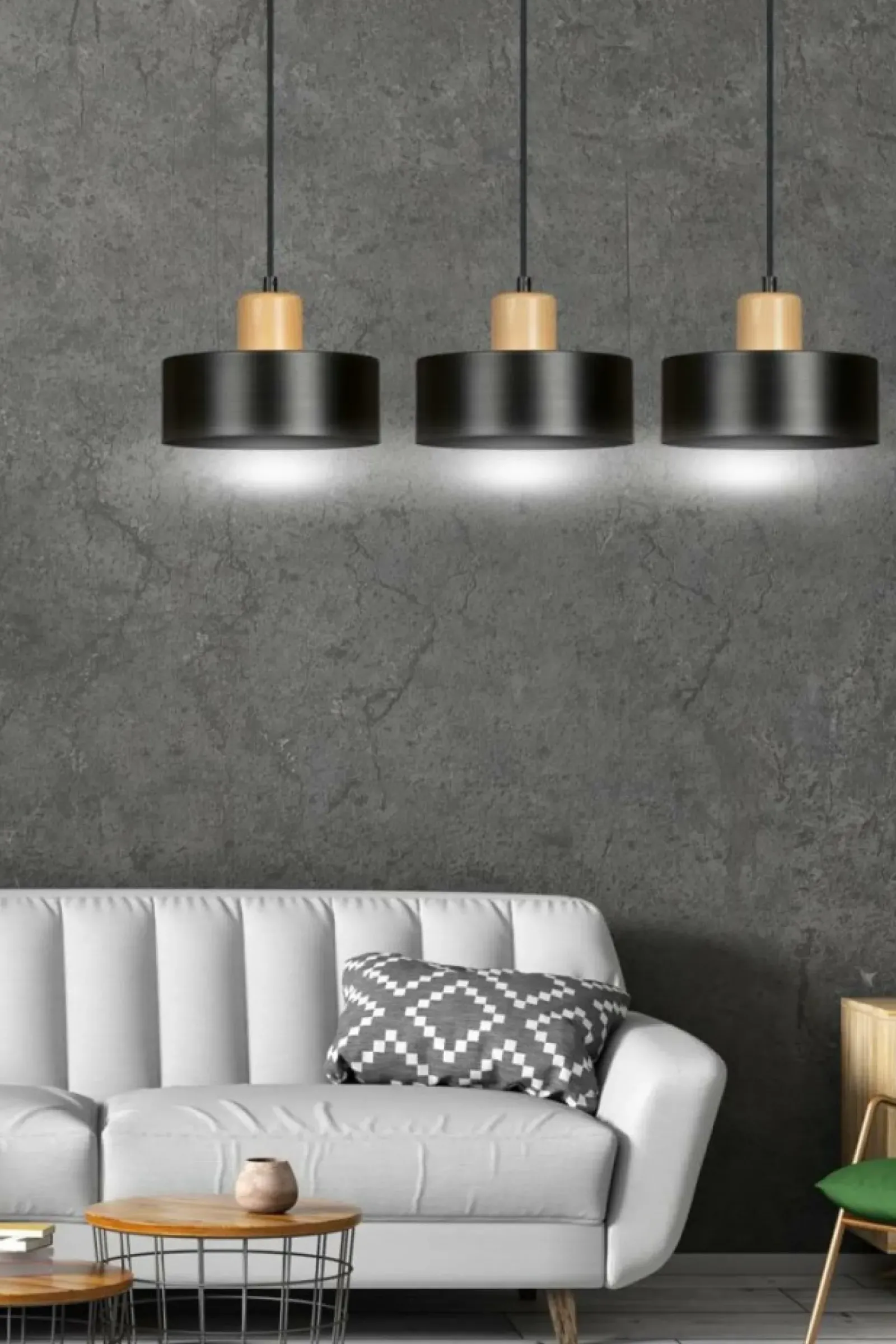 Sklep Kaja Potrójna lampa wisząca do rustykalnej kuchni 1046/3 TORIN | Kaja czarny Best Sale