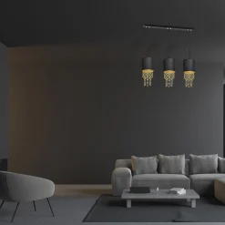 Sklep Kaja Potrójna lampa wisząca do salonu z abażurem MLP64400 z serii ALMERIA | Kaja Oświ* Żyrandole Z Abażurem