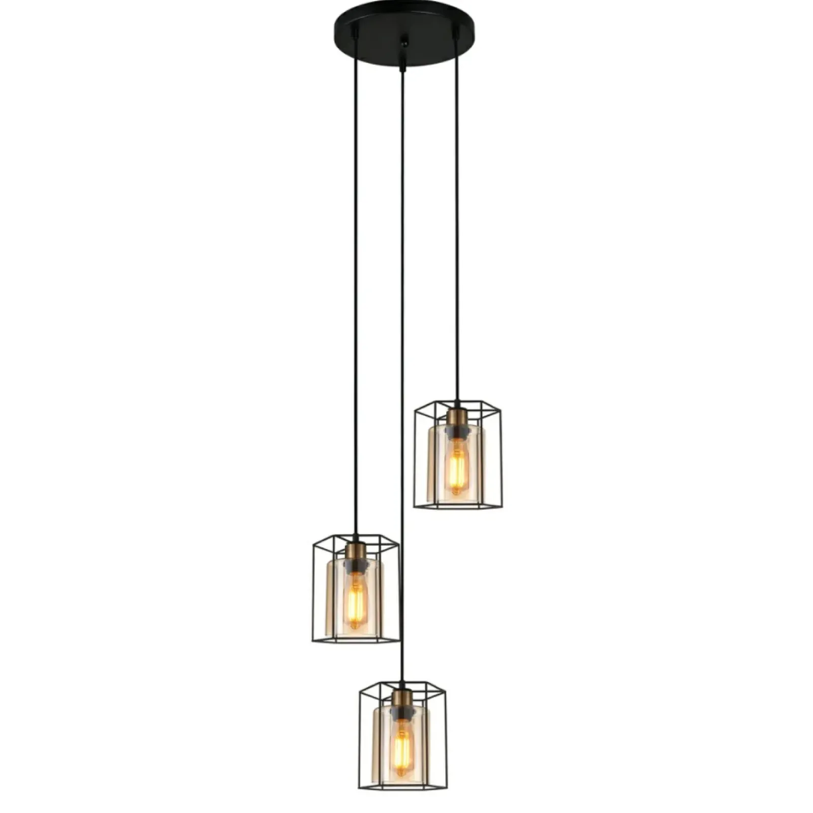 Sklep Kaja Potrójna lampa wisząca PND-78901-3A-BK+AMB KALULA | Kaja Oświetlenie Outlet
