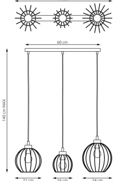Sklep Kaja Potrójna lampa wisząca, regulowana wysokość 1369/3 z serii NANDO czarny Outlet