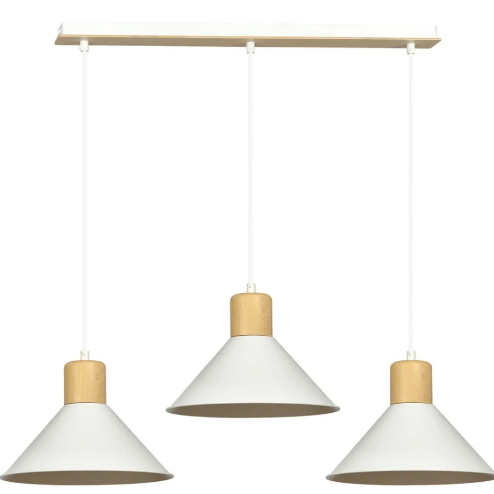Sklep Kaja Potrójna lampa wisząca z dodatkami drewna 1045/3 ROWEN | Kaja biały Shop