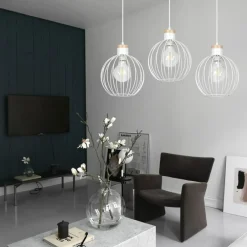 Sklep Kaja Potrójna lampa wisząca z drucianymi kloszami 755/3 | Kaja Oświetlenie biały Flash Sale