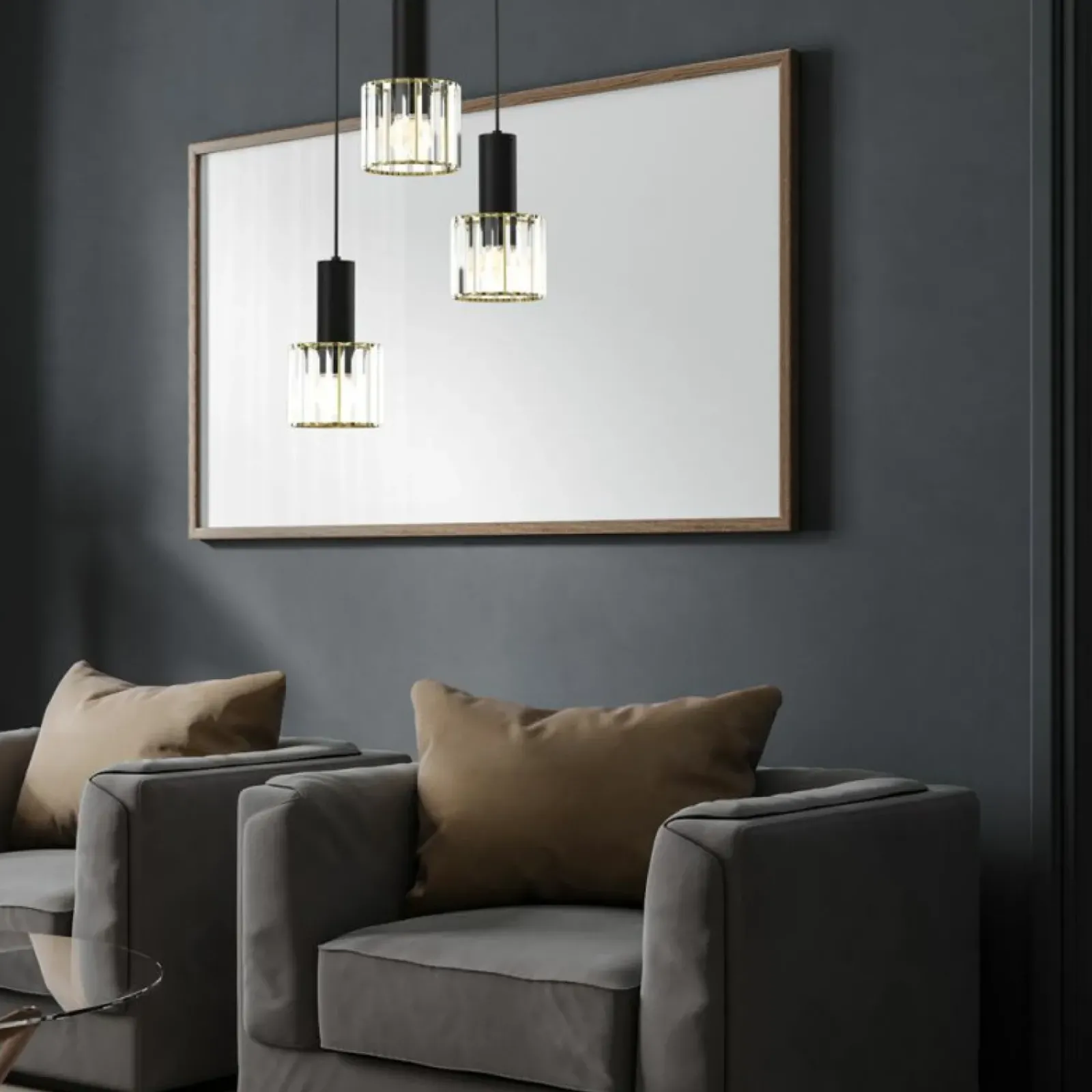 Sklep Kaja Potrójna lampa z kryształowymi kloszami MLP8362 CRISTAL | Kaja Cheap