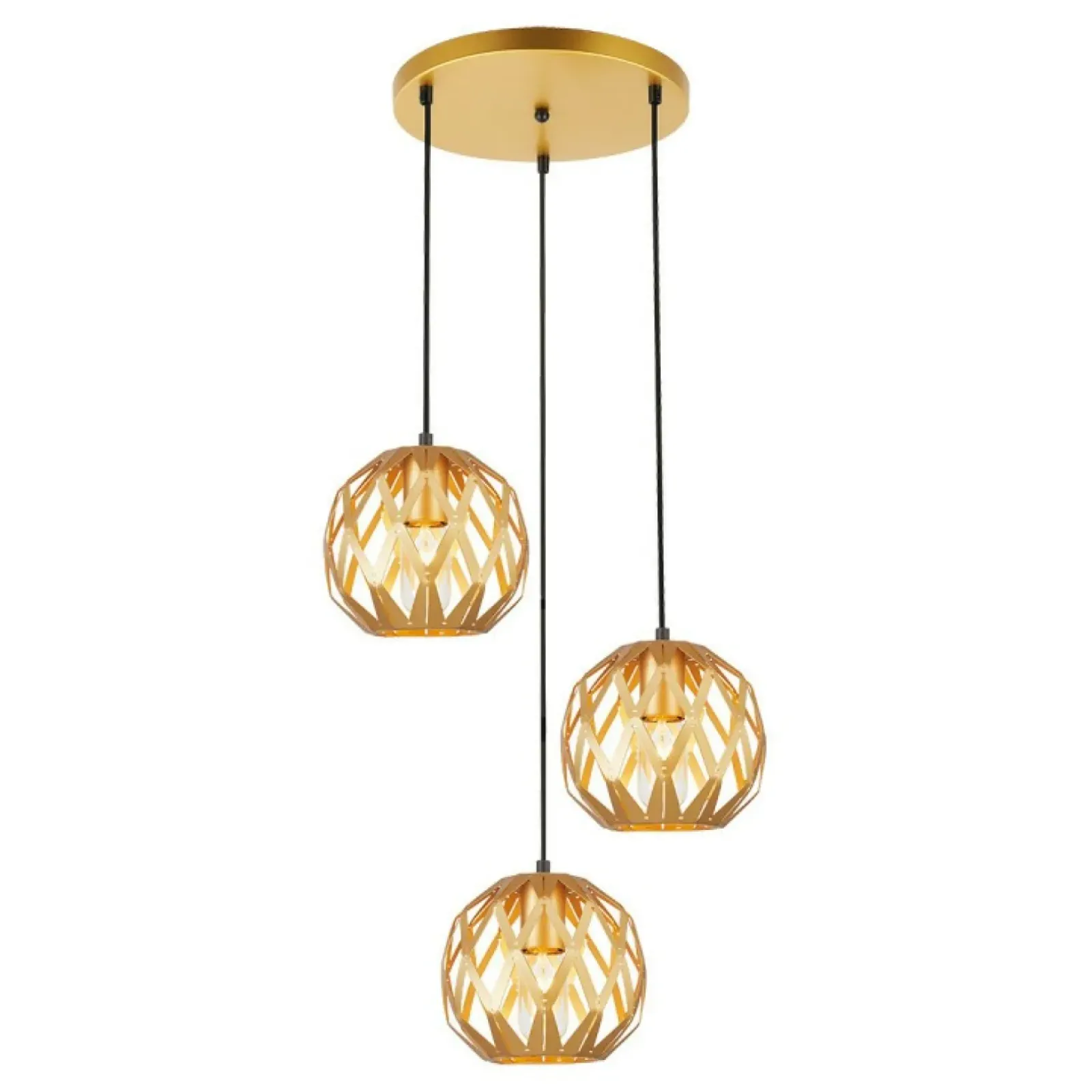 Sklep Kaja Potrójna, ozdobna lampa do salonu PND-22341-3SA-GD z serii HILO | Kaja złoty Sale