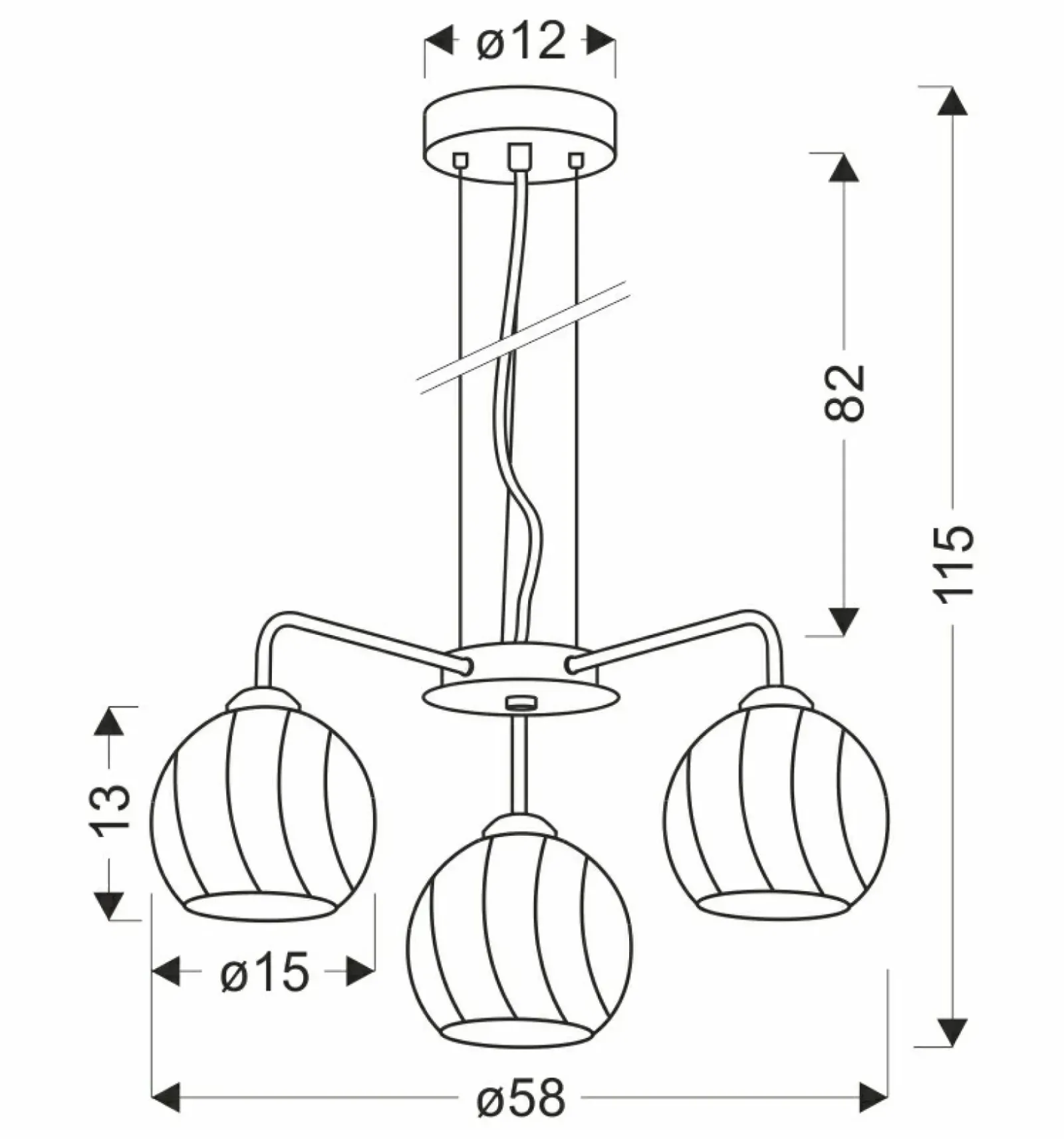 Sklep Kaja Potrójna, srebrna lampa wisząca z kloszami 33-23834 LARIX | Kaja Clearance