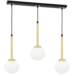 Sklep Kaja Potrójna, złota lampa wisząca z białymi kloszami MLP4821 z serii PARMA | Kaja Oś Shop