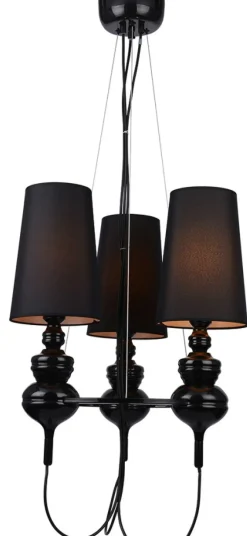 Sklep Kaja Potrójny, abażurowy żyrandol do sypialni AZ2163 BAROCO BLACK | Kaja czarny New
