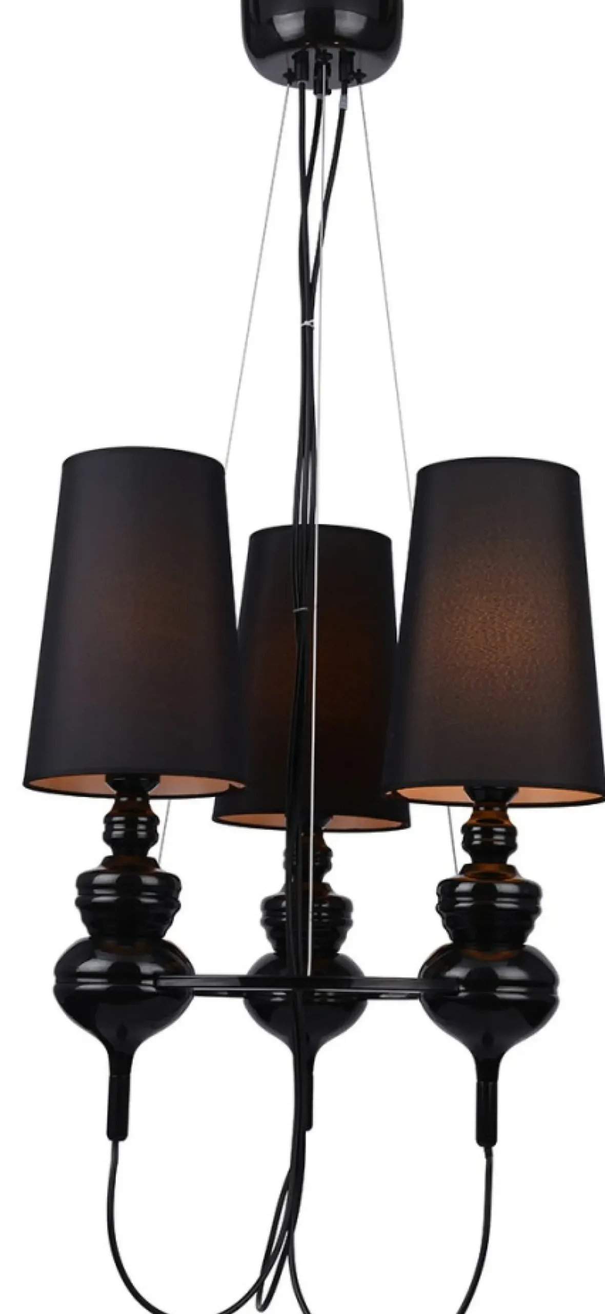 Sklep Kaja Potrójny, abażurowy żyrandol do sypialni AZ2163 BAROCO BLACK | Kaja czarny New