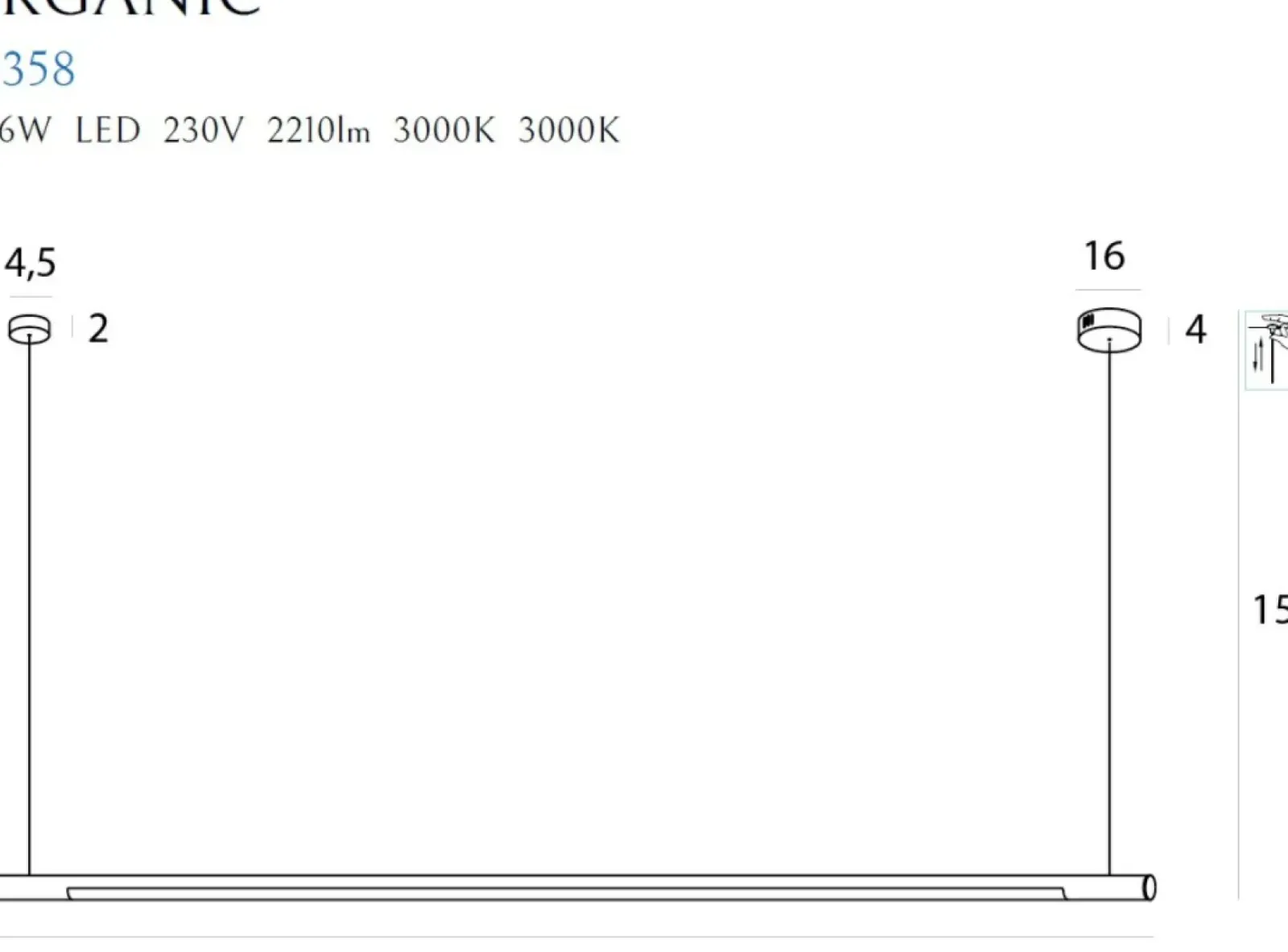 Sklep Kaja Prosta lampa LED 150cm ze ściemniaczem MX P0358D ORGANIC P | Kaja Discount