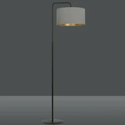 Sklep Kaja Prosta lampa podłogowa z szarym abażurem 1050/LP1 HILDE | Kaja* Lampy Podłogowe Z Abażurem|Tradycyjne Lampy Podłogowe