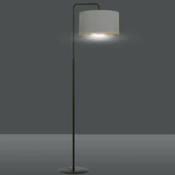 Sklep Kaja Prosta lampa podłogowa z szarym abażurem 1050/LP1 HILDE | Kaja* Lampy Podłogowe Z Abażurem|Tradycyjne Lampy Podłogowe