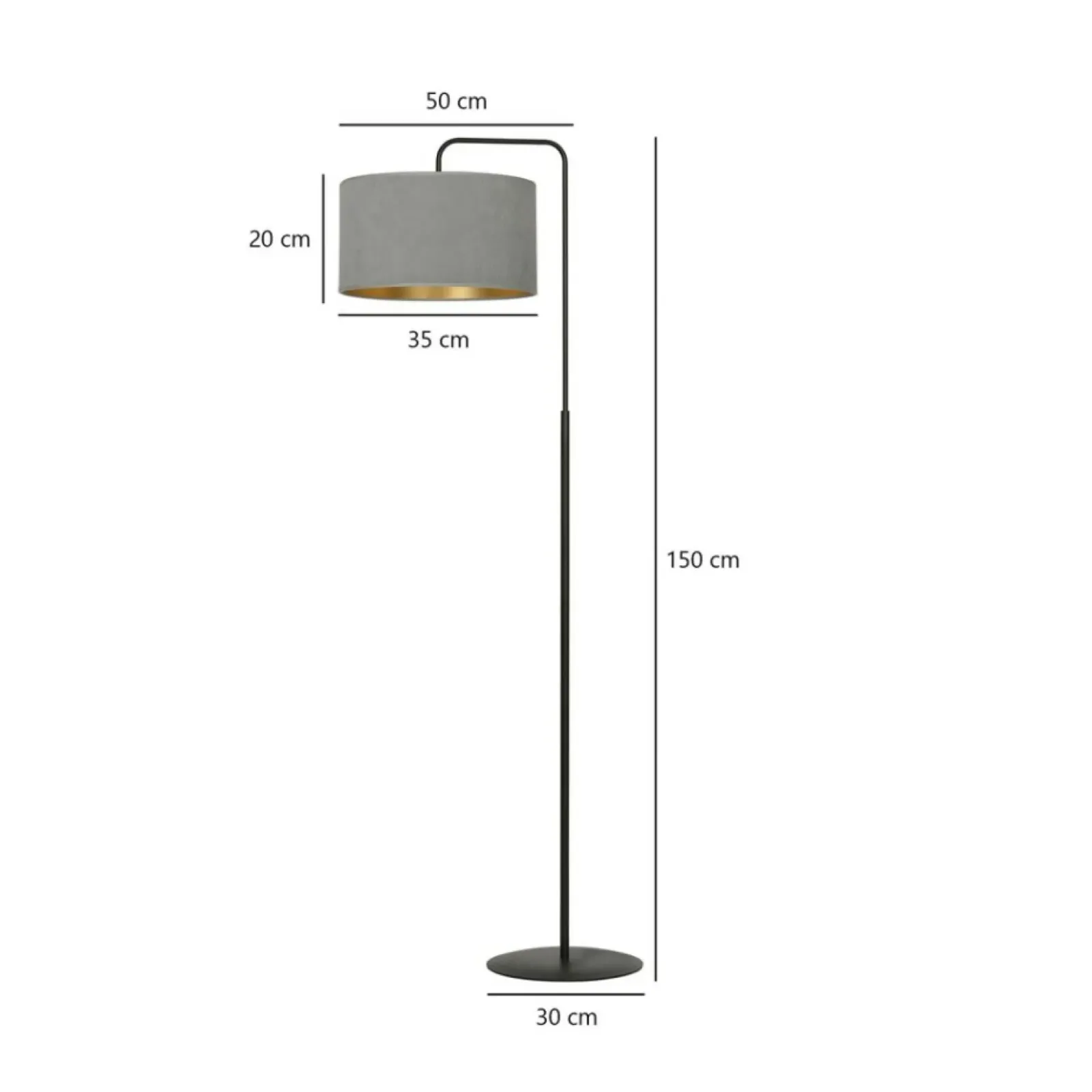 Sklep Kaja Prosta lampa podłogowa z szarym abażurem 1050/LP1 HILDE | Kaja* Lampy Podłogowe Z Abażurem|Tradycyjne Lampy Podłogowe