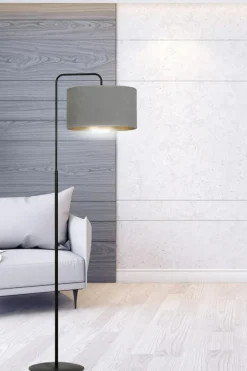 Sklep Kaja Prosta lampa podłogowa z szarym abażurem 1050/LP1 HILDE | Kaja* Lampy Podłogowe Z Abażurem|Tradycyjne Lampy Podłogowe
