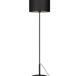 Sklep Kaja Prosta lampa stojąca, czarno-złoty abażur LX 3498 ARDEN | Kaja* Lampy Podłogowe Z Abażurem|Tradycyjne Lampy Podłogowe