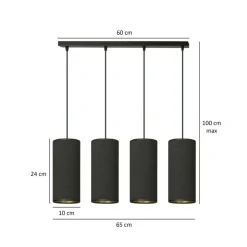 Sklep Kaja Prosta lampa wisząca do oświetlenia stołu 1067/4 BENTE | Kaja czarny Flash Sale