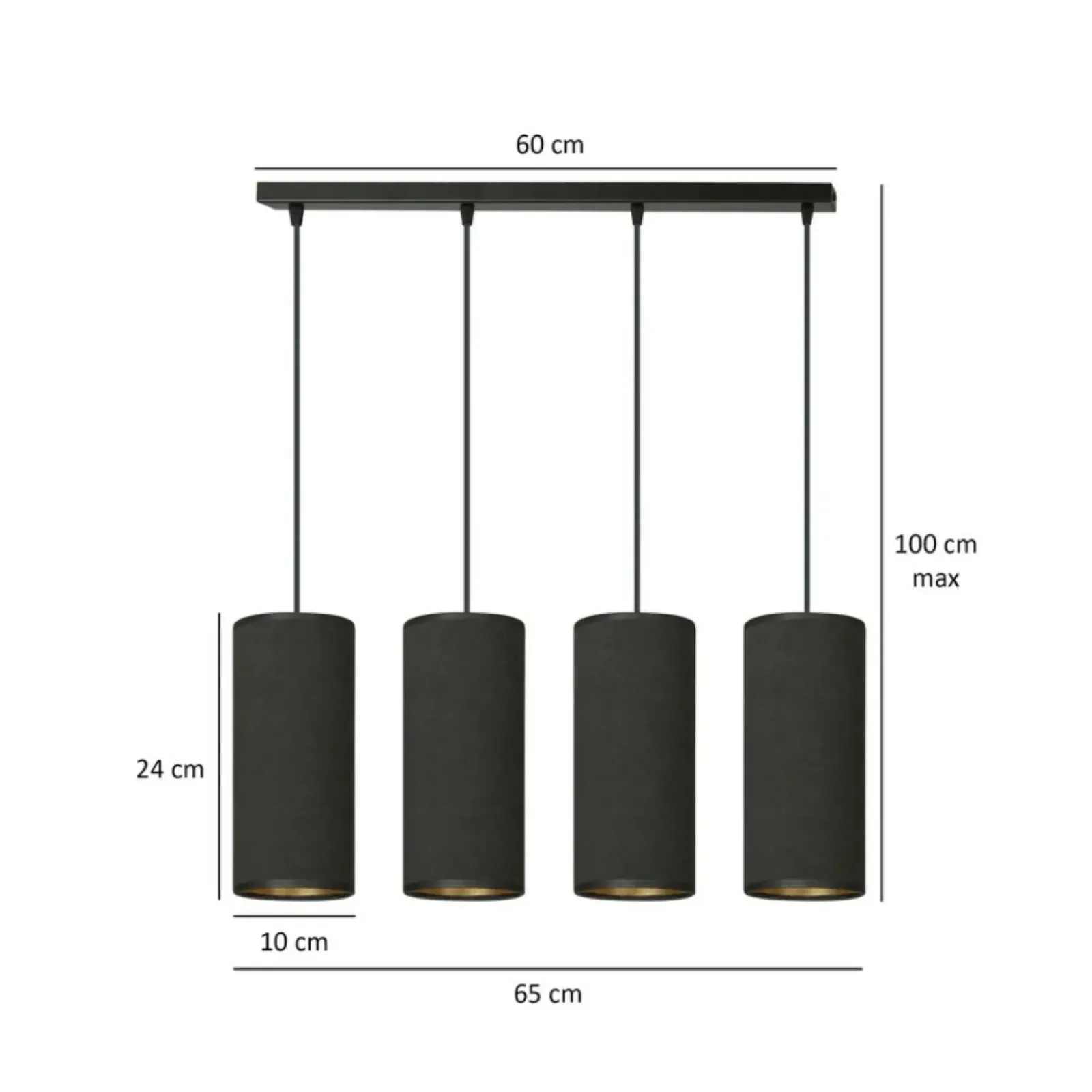 Sklep Kaja Prosta lampa wisząca do oświetlenia stołu 1067/4 BENTE | Kaja czarny Flash Sale