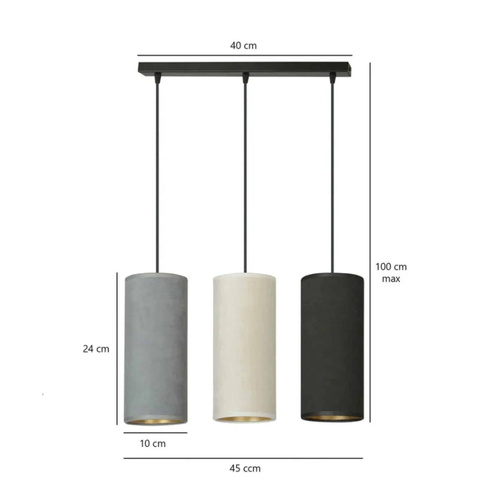 Sklep Kaja Prosta lampa wisząca z kolorowymi abażurami 1068/3 BENTE | Kaja Fashion