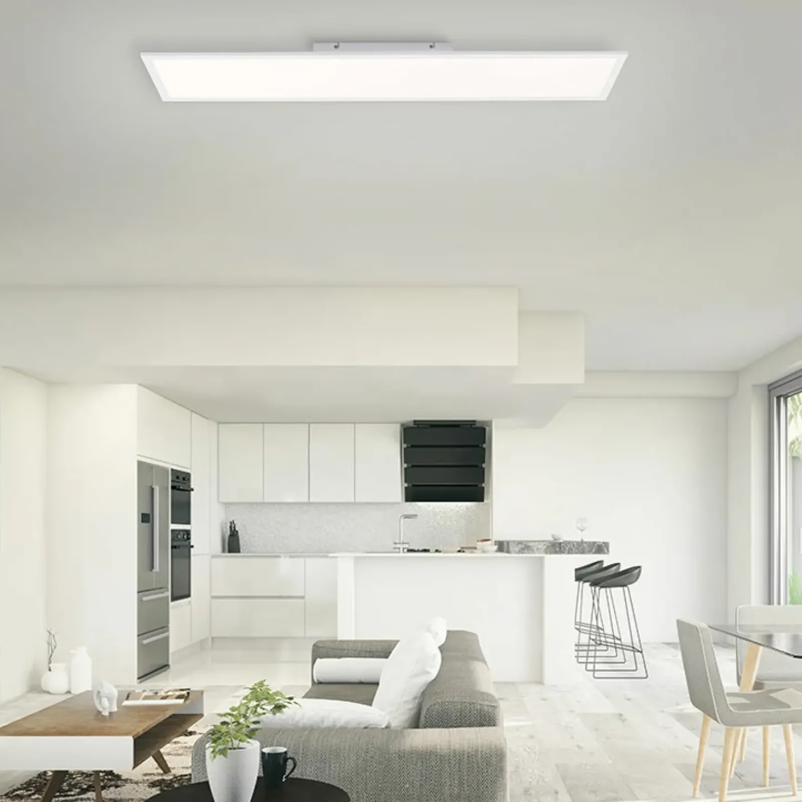 Sklep Kaja Prostokątny duży plafon LED z pilotem 16533-16-O z serii FLAT | Kaja biały Clearance