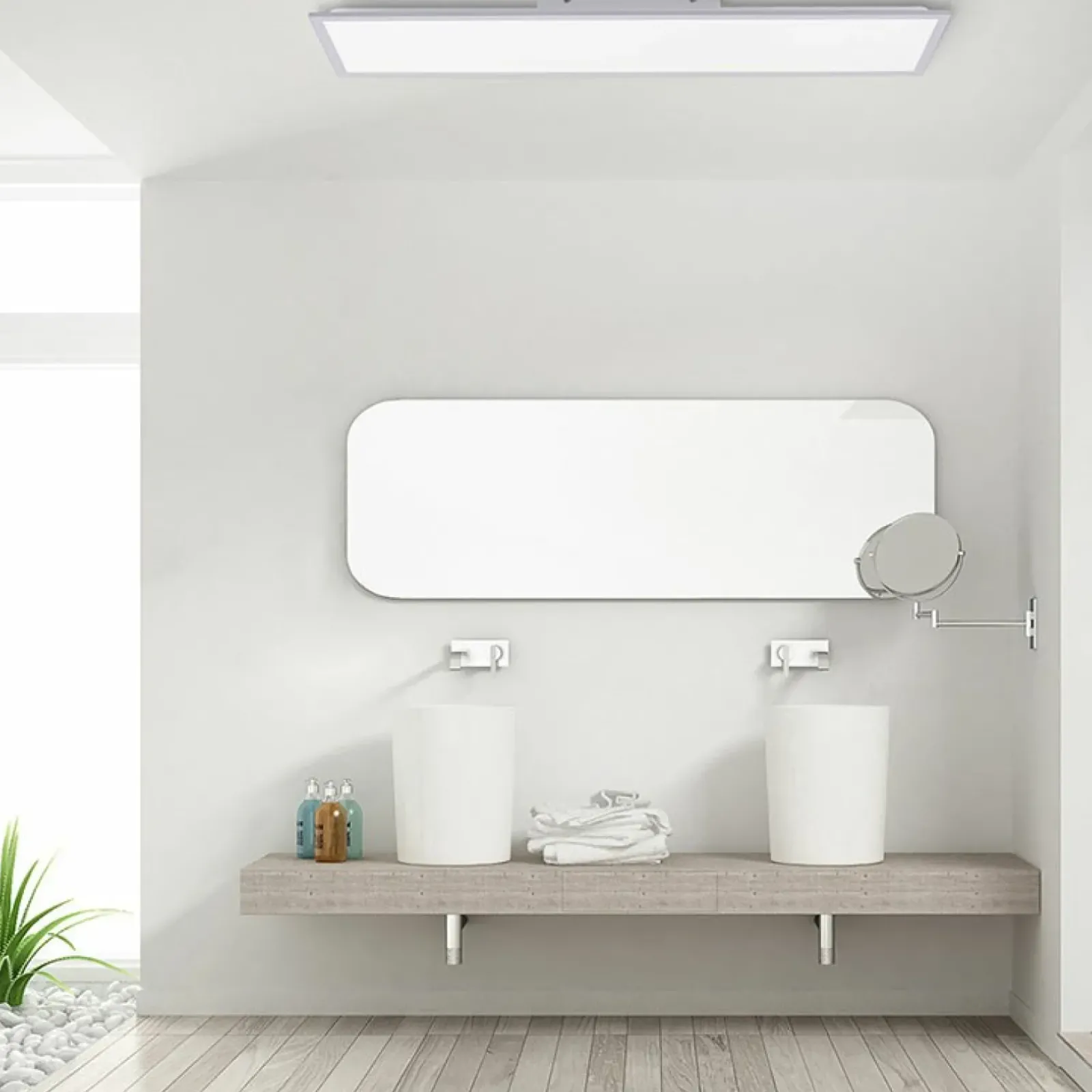 Sklep Kaja Prostokątny, plafon o dużej mocy 14753-21 z serii FLAT | Kaja srebrny Store