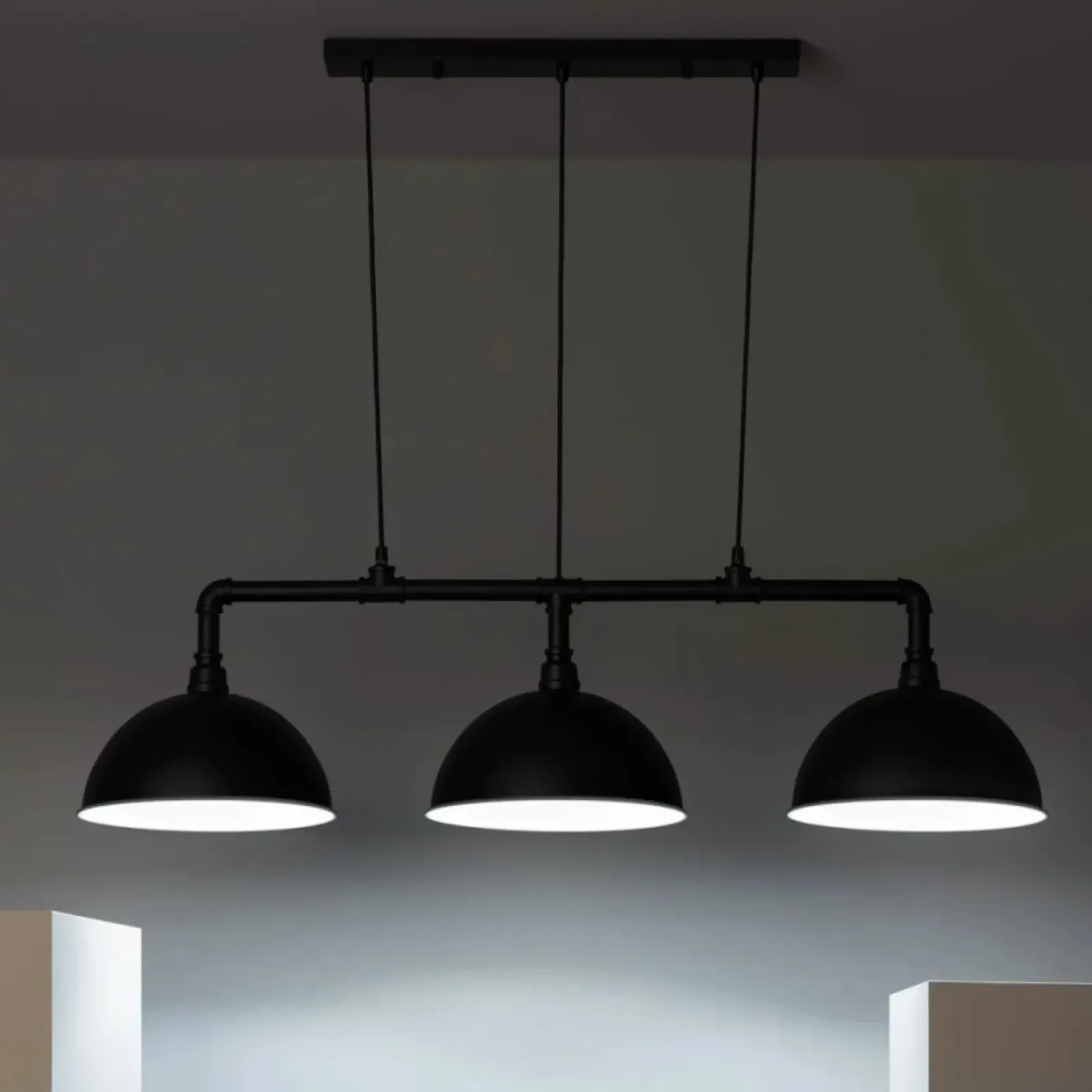 Sklep Kaja Przemysłowa, nietuzinkowa lampa nad stół ABR-RRR-3XE27 RETRO | Kaja czarny Outlet