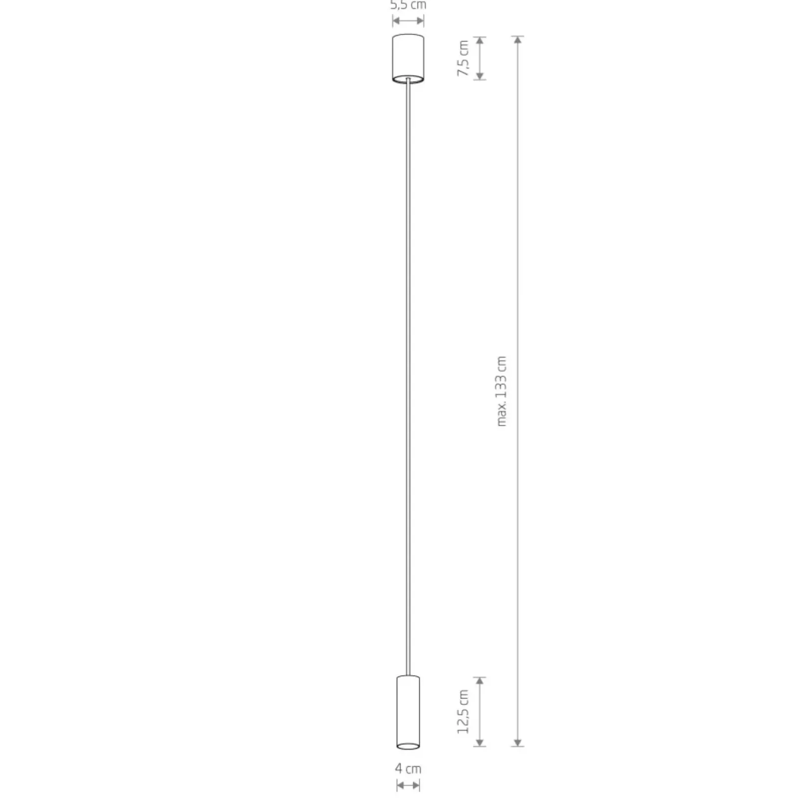 Sklep Kaja Punktowa lampa wisząca, smukła tuba 12,5cm 10766 FOURTY | Kaja Fashion