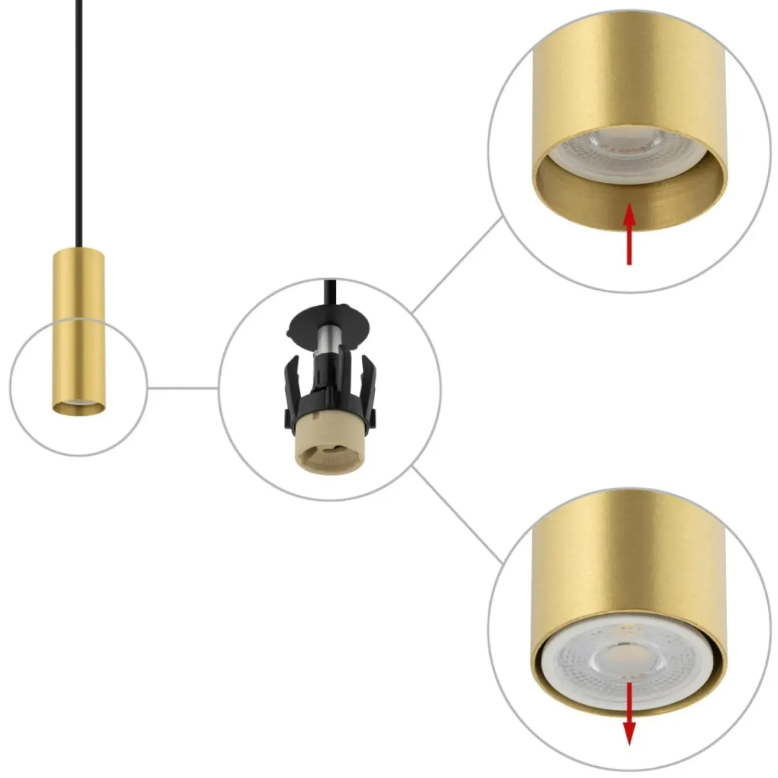 Sklep Kaja Punktowa lampa wisząca, smukła tuba 12,5cm 10766 FOURTY | Kaja Fashion