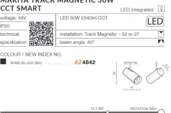 Sklep Kaja Reflektor do szyny 30W CCT SMART AZ4842 MAKITA ALFA MAGNETIC 48V* Lampy Led|Szynoprzewody Podtynkowe