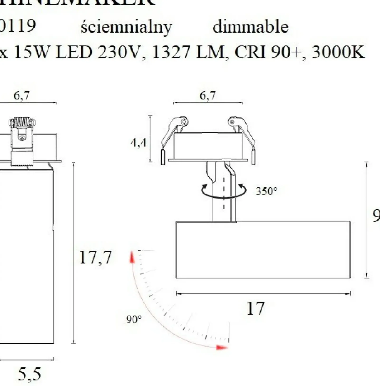 Sklep Kaja Reflektor LED podtynkowy, regulowany MX H0119 SHINEMAKER | Kaja* Lampy Led|Oprawy Podtynkowe