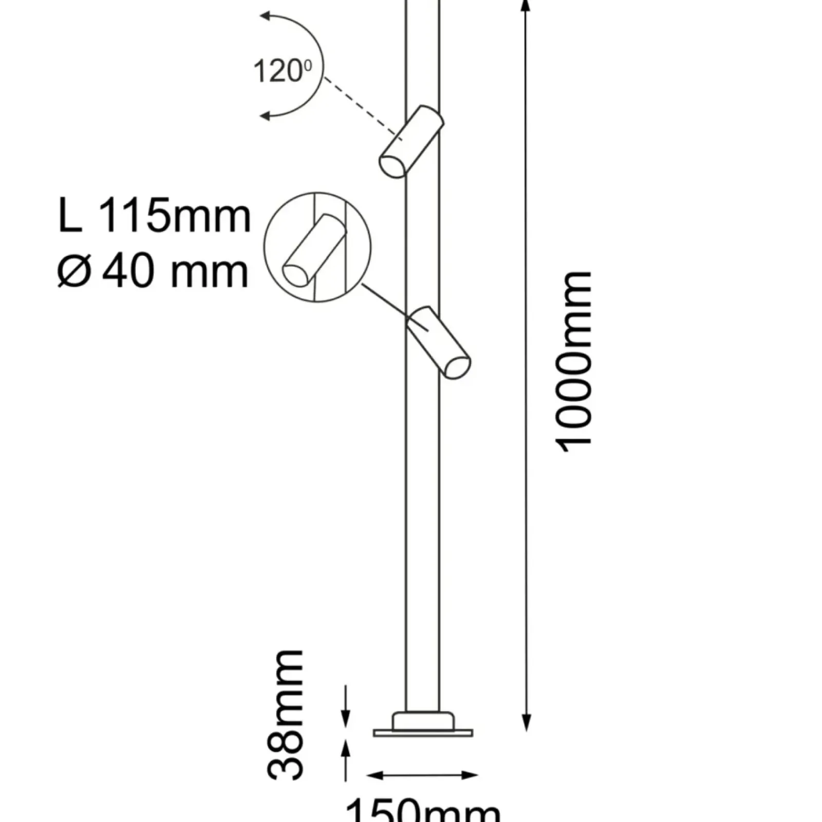 Sklep Kaja Reflektorowa lampa ogrodowa 100cm ANT 9910 GOSEN | Kaja Oświetlenie* Lampy Ogrodowe Stojące