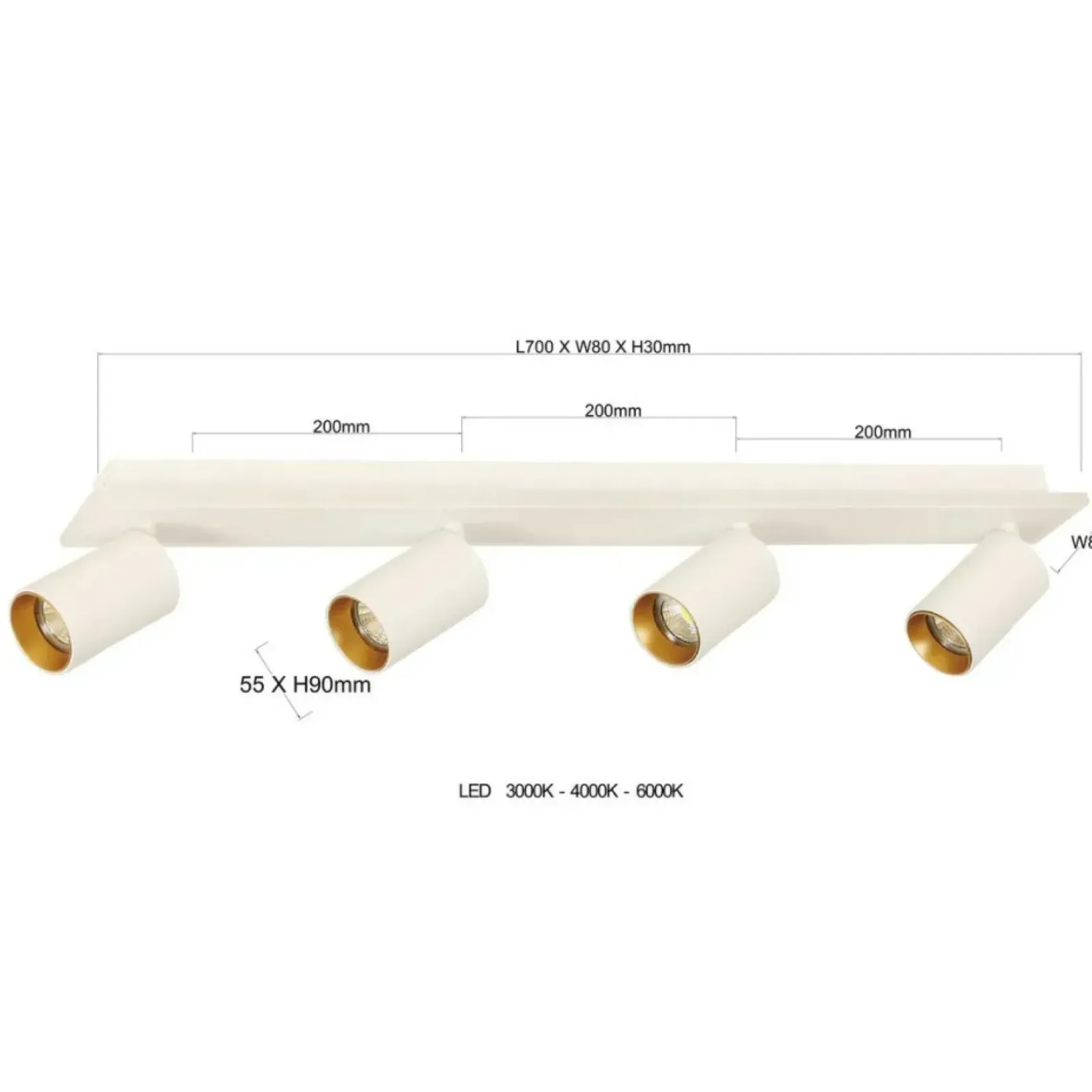 Sklep Kaja Reflektorowa listwa z dodatkowym ledem LP-0612/4C WH PARMA | Kaja Flash Sale