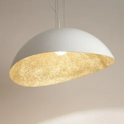Sklep Kaja Regulowana, biało-złota lampa wisząca SIG 40616 z serii SOLARIS | Kaja New