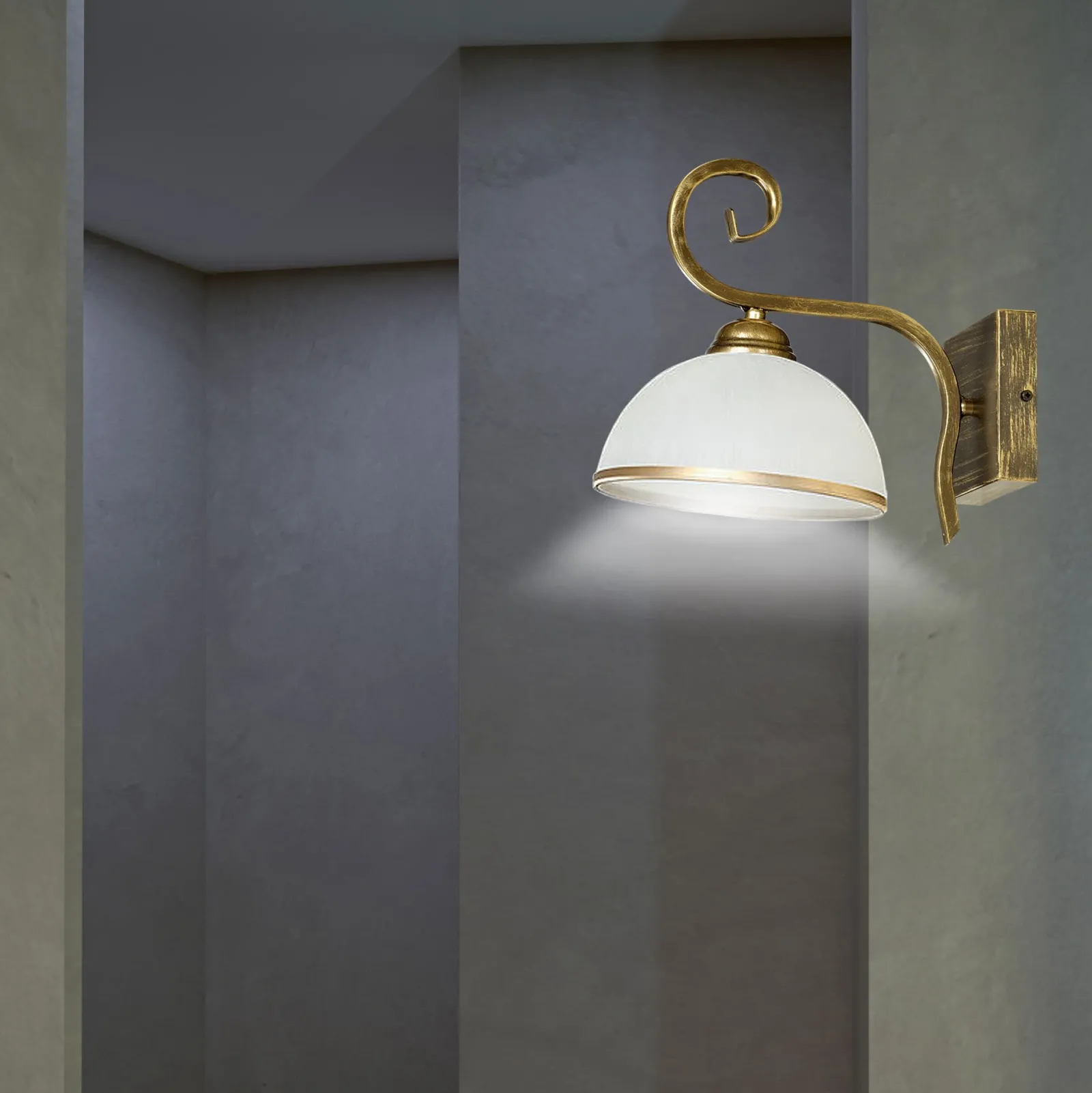Sklep Kaja Retro lampa ścienna z otwartym, białym kloszem 149/K1 WIVARA | Kaja* Kinkiety Tradycyjne