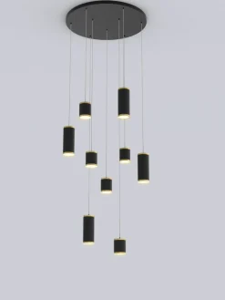 Sklep Kaja Rotunda z kaskadą czarno-złotych tub LED WF 5003-904 TOULOUSE | Kaja Discount