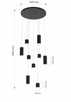Sklep Kaja Rotunda z kaskadą czarno-złotych tub LED WF 5003-904 TOULOUSE | Kaja Discount
