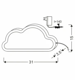 Sklep Kaja Różowa chmurka lampka do pokoju dziewczynki 41-11664 CLOUD | Kaja* Lampy Led