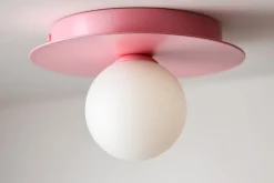Sklep Kaja Różowa lampa sufitowa, plafon z białym kloszem K-5443 z serii ROBIN* Plafony Klasyczne|Plafony