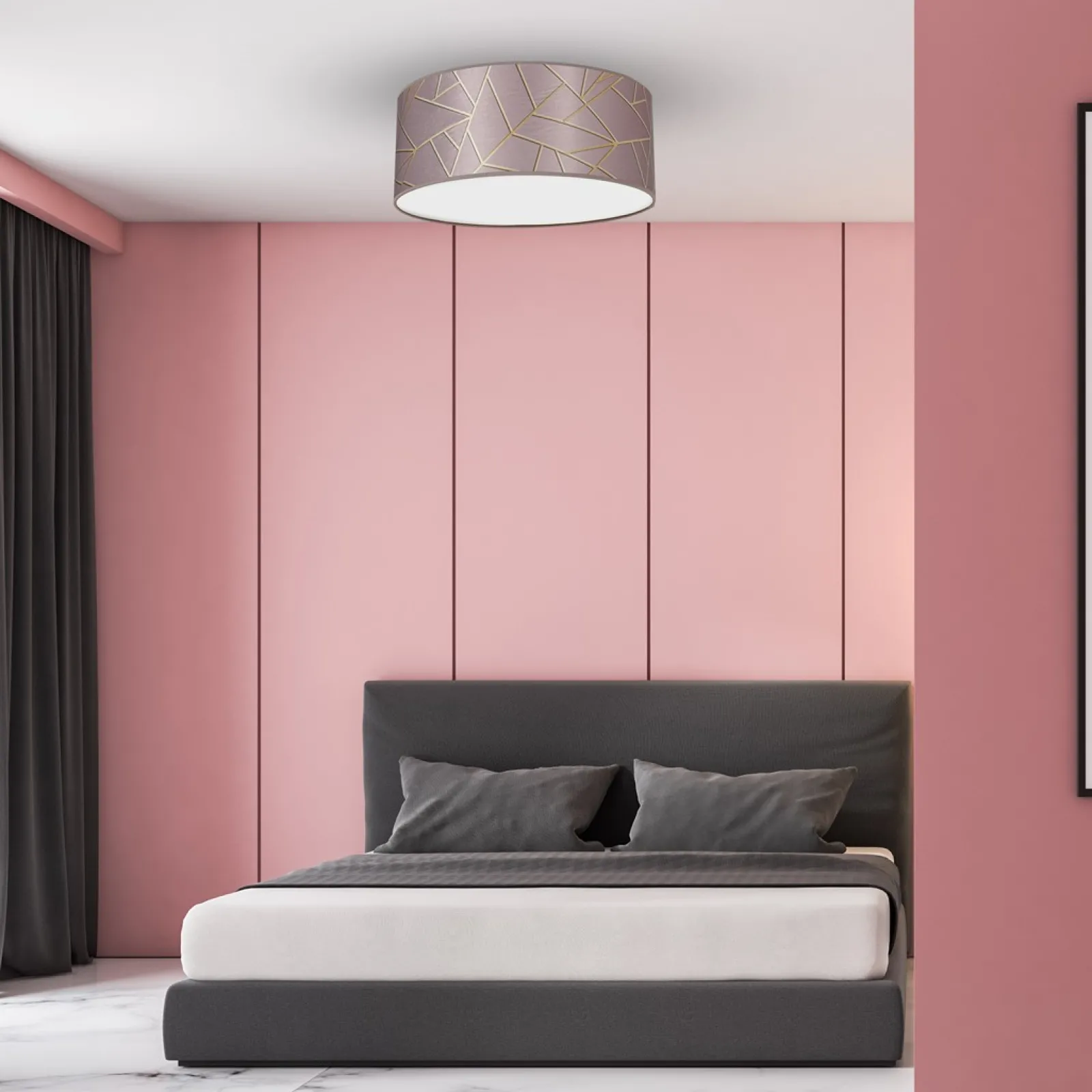 Sklep Kaja Różowa lampa sufitowa ze stylowym wzorem MLP7585 z serii ZIGGY | Kaja Oświetleni* Plafony Klasyczne